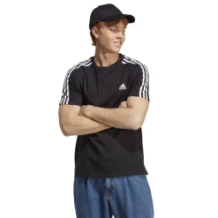 Adidas Essential Single Jersey 3-Stripes shirt heren black white