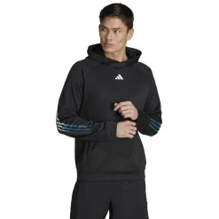 Adidas Train Icons 3-Stripes hoodie heren black arctic night white