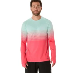 Asics Seamless LS hardloopshirt heren coral reef oasis green