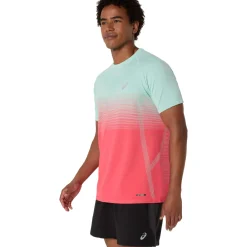Asics Seamless SS hardloopshirt heren coral reef oasis green