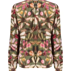 Geisha blouse dames green red