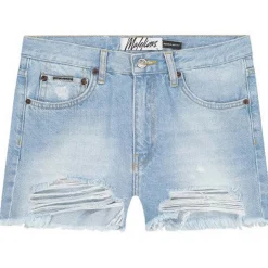 Malelions Damaged Denim short dames light blue