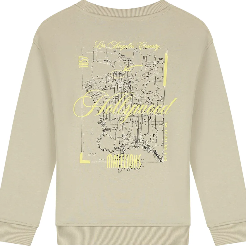 Malelions Hollywood Map sweater junior beige