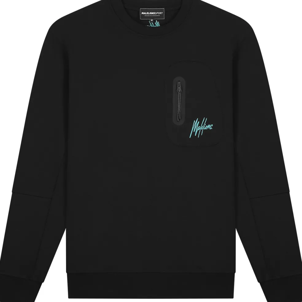Malelions Sport Counter sweater heren black turquoise