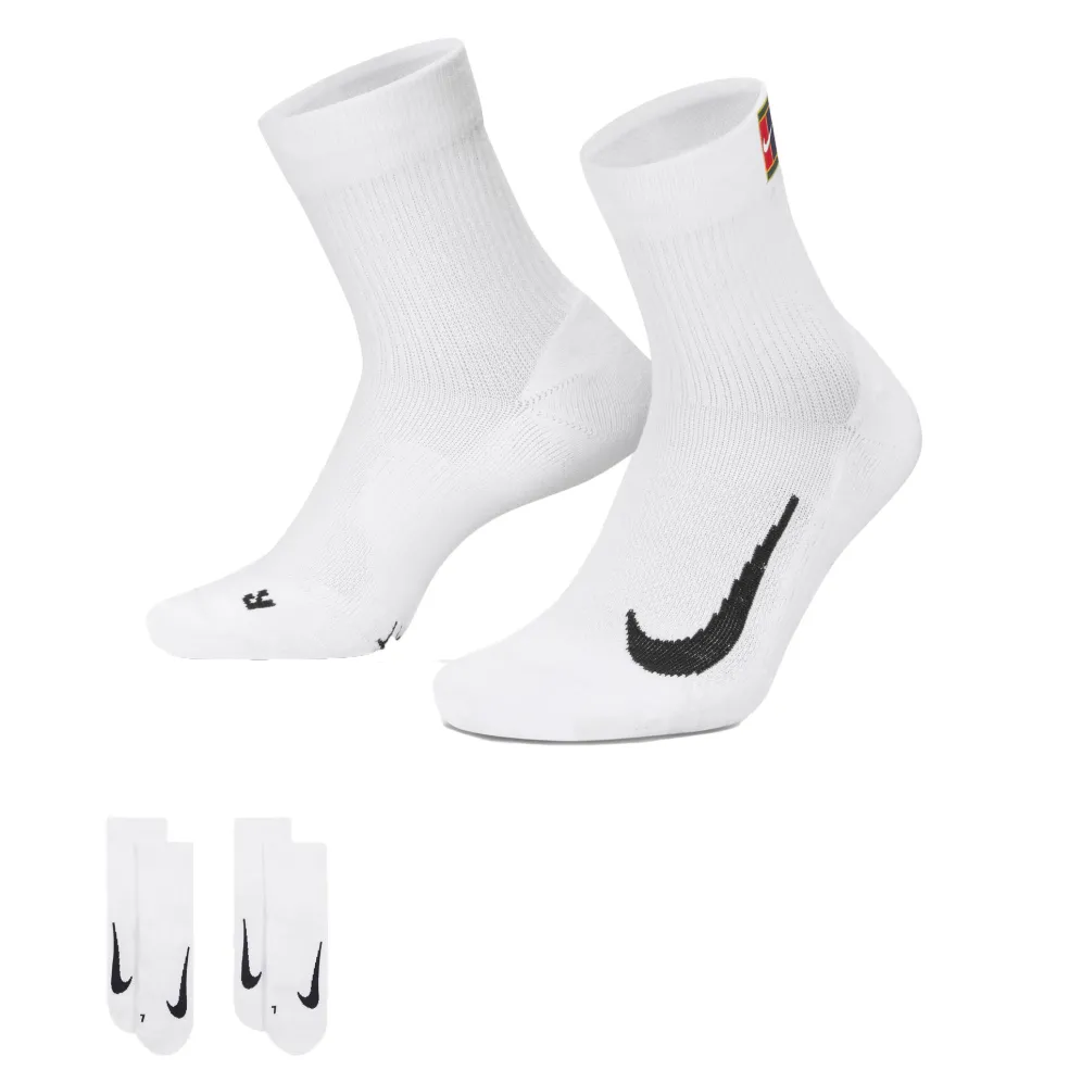 Nike Court Multiplier Max tennissokken heren 2-pack white