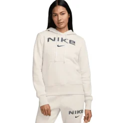 Nike Sportswear Phoenix Fleece Logo hoodie dames light  orewood brown white armor