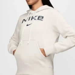 Nike Sportswear Phoenix Fleece Logo hoodie dames light  orewood brown white armor