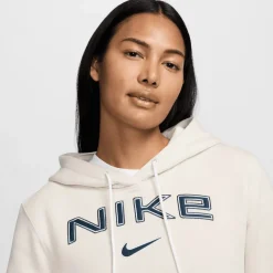 Nike Sportswear Phoenix Fleece Logo hoodie dames light  orewood brown white armor