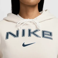 Nike Sportswear Phoenix Fleece Logo hoodie dames light  orewood brown white armor