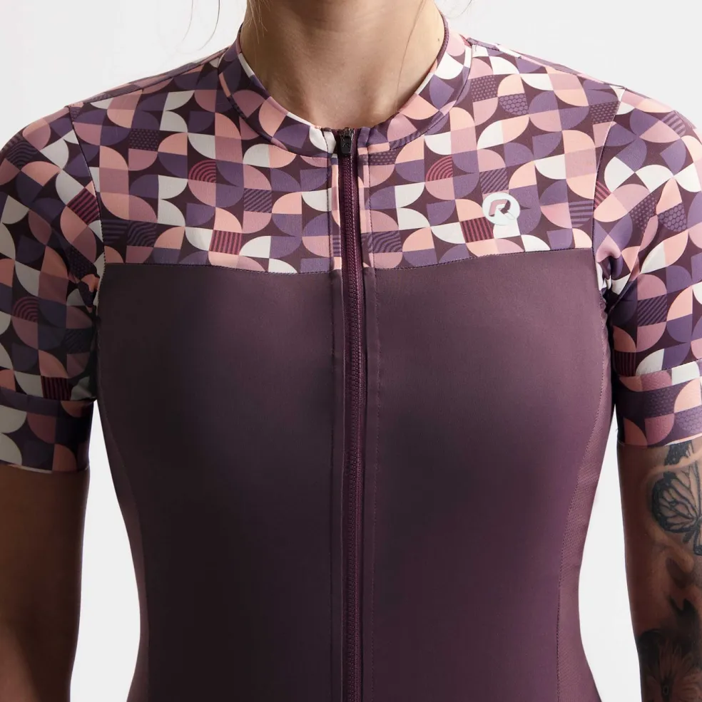Rogelli Essential Graphic fietsshirt dames bordeaux coral