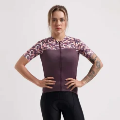 Rogelli Essential Graphic fietsshirt dames bordeaux coral
