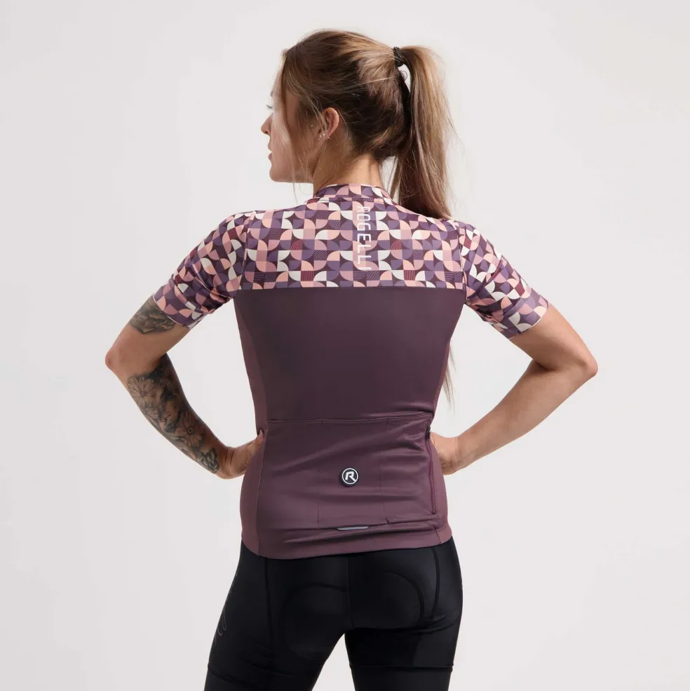 Rogelli Essential Graphic fietsshirt dames bordeaux coral