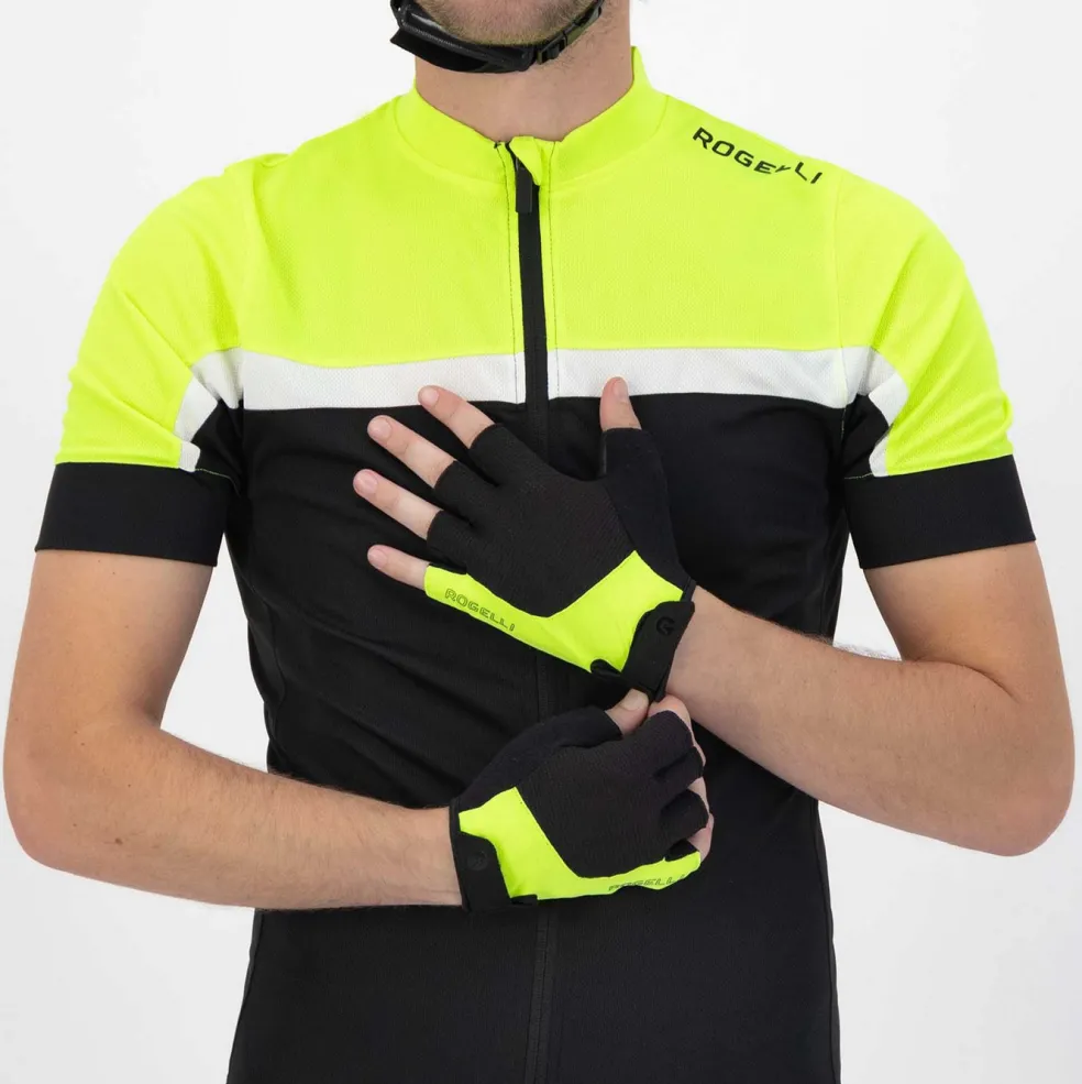 Rogelli Essentials fietshandschoenen heren zwart fluor geel