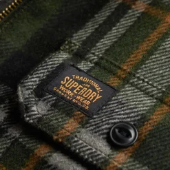 Superdry Wool Miller vest heren buckshot check olive