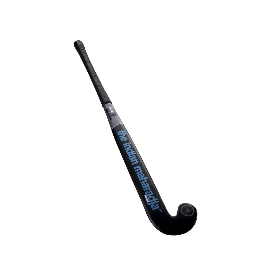 The Indian Maharadja Blade Mid Bow zaalhockeystick junior mulberry wood black blue