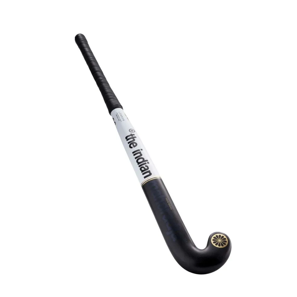 The Indian Maharadja Gold 95 Low Bow hockeystick black white gold foil