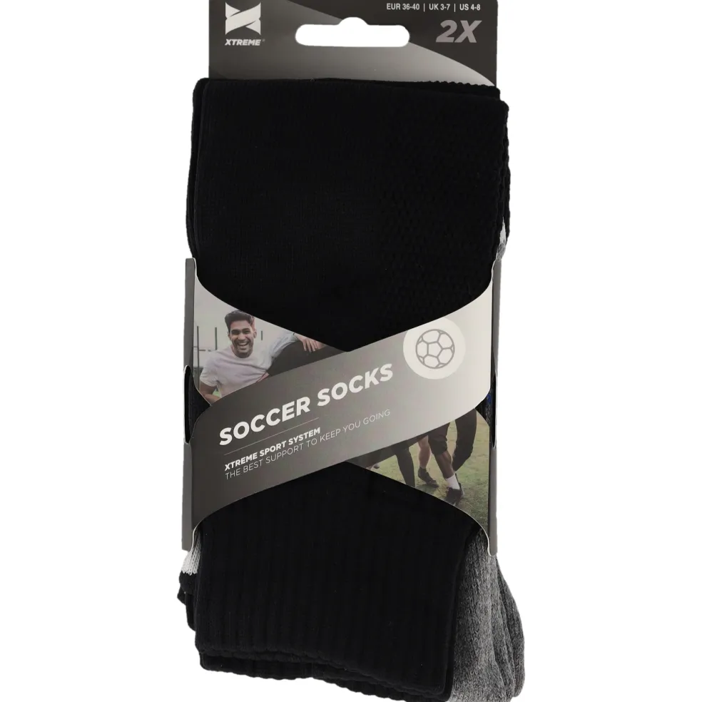 Xtreme Sockswear Pro Soccer voetbalsokken black 2-pack