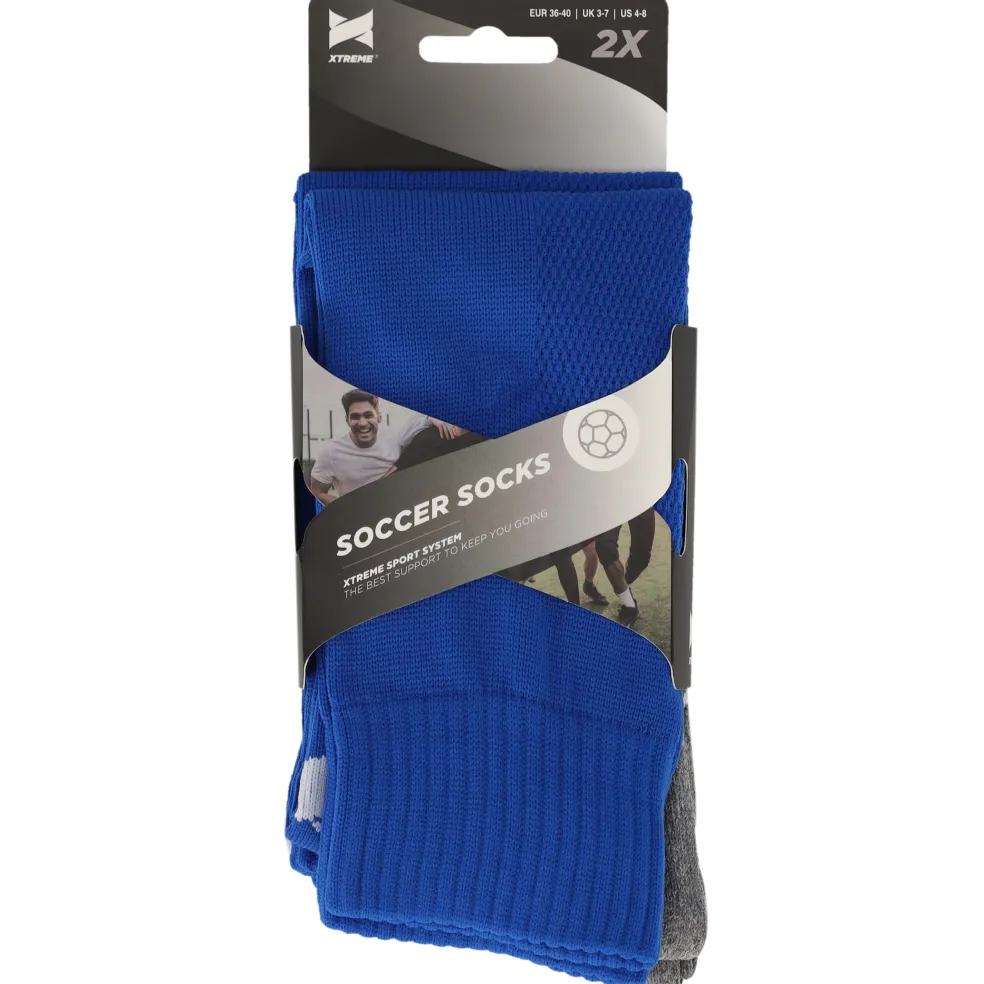 Xtreme Sockswear Pro Soccer voetbalsokken kobalt blue 2-pack